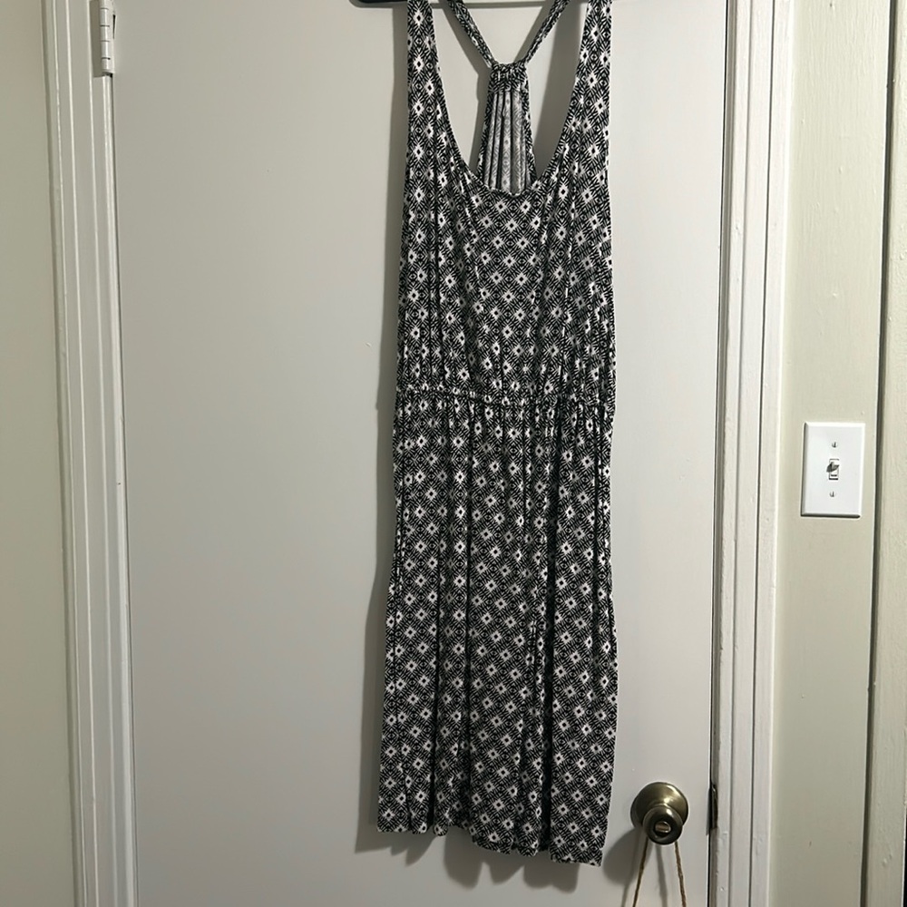 Black and white patterned tank top dress